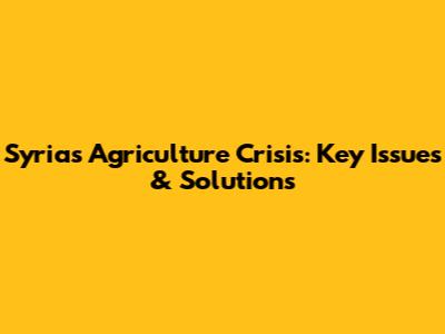 Syria's Agriculture Crisis: Key Issues & Solutions