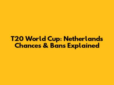T20 World Cup: Netherlands' Chances & Bans Explained