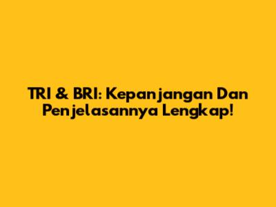 TRI & BRI: Kepanjangan Dan Penjelasannya Lengkap!