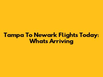 Tampa To Newark Flights Today: What's Arriving