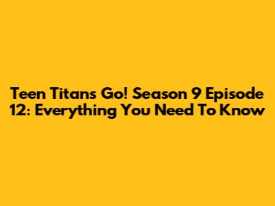Teen Titans Go! Season 9 Episode 12: Everything You Need To Know