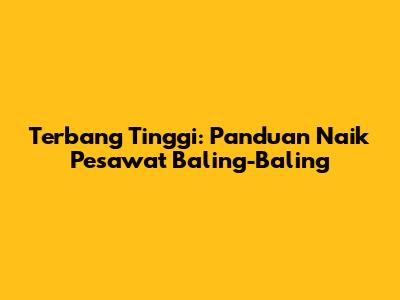 Terbang Tinggi: Panduan Naik Pesawat Baling-Baling