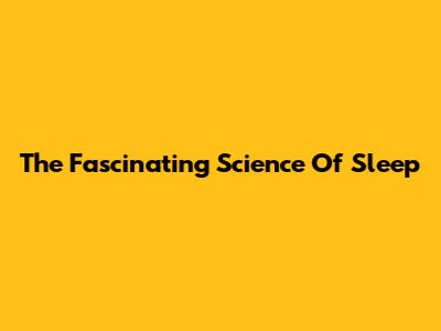 The Fascinating Science Of Sleep