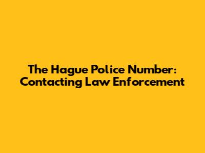 The Hague Police Number: Contacting Law Enforcement