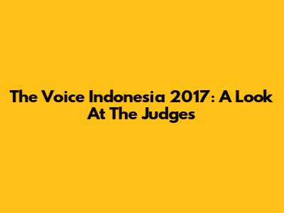 The Voice Indonesia 2017: A Look At The Judges