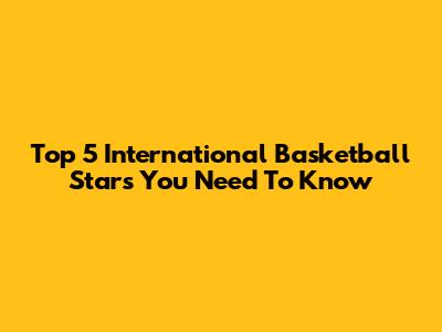 Top 5 International Basketball Stars You Need To Know