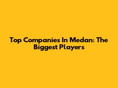 Top Companies In Medan: The Biggest Players