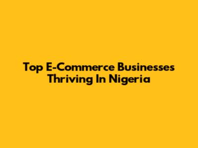 Top E-Commerce Businesses Thriving In Nigeria