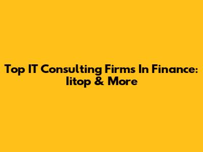 Top IT Consulting Firms In Finance: Iitop & More