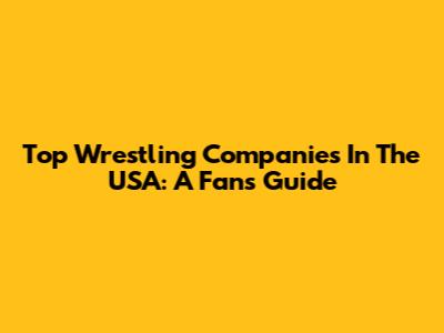 Top Wrestling Companies In The USA: A Fan's Guide