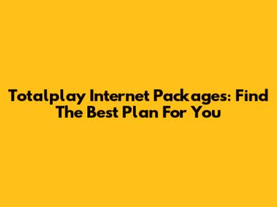 Totalplay Internet Packages: Find The Best Plan For You