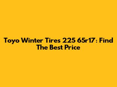 Toyo Winter Tires 225 65r17: Find The Best Price