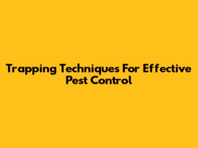 Trapping Techniques For Effective Pest Control