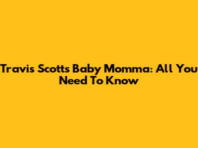 Travis Scott's Baby Momma: All You Need To Know