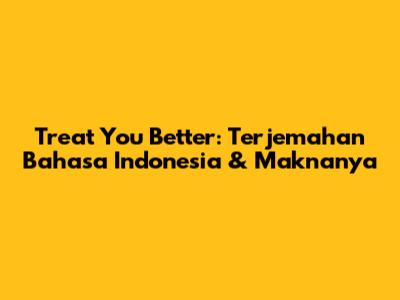 Treat You Better: Terjemahan Bahasa Indonesia & Maknanya