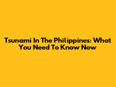 Tsunami In The Philippines: What You Need To Know Now