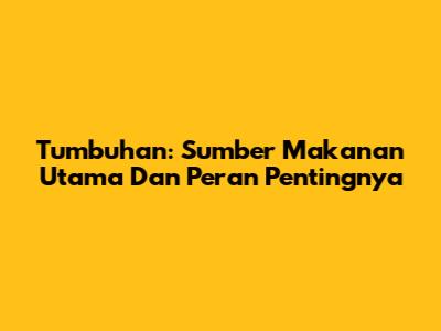 Tumbuhan: Sumber Makanan Utama Dan Peran Pentingnya
