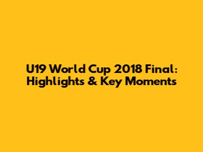 U19 World Cup 2018 Final: Highlights & Key Moments