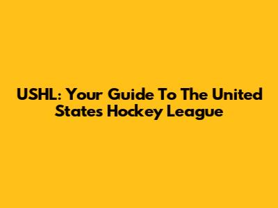 USHL: Your Guide To The United States Hockey League
