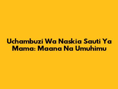 Uchambuzi Wa Naskia Sauti Ya Mama: Maana Na Umuhimu