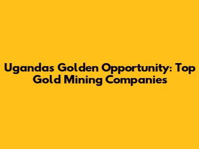 Uganda's Golden Opportunity: Top Gold Mining Companies