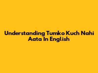 Understanding 'Tumko Kuch Nahi Aata' In English