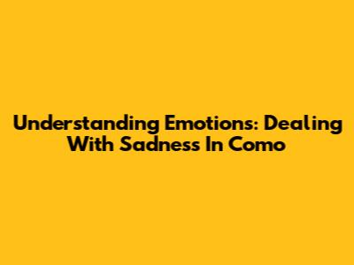 Understanding Emotions: Dealing With Sadness In Como