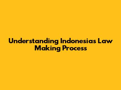 Understanding Indonesia's Law Making Process