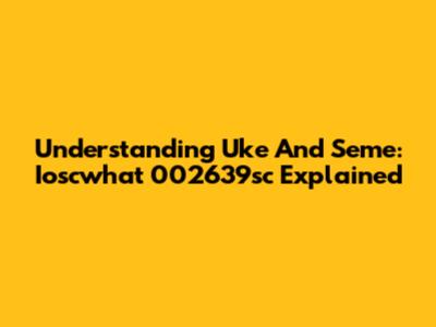 Understanding Uke And Seme: Ioscwhat 002639sc Explained
