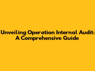 Unveiling Operation Internal Audit: A Comprehensive Guide