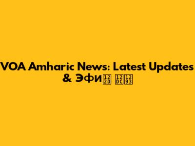 VOA Amharic News: Latest Updates & Эфиር ዜና