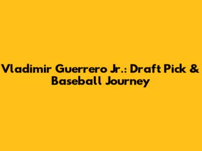 Vladimir Guerrero Jr.: Draft Pick & Baseball Journey