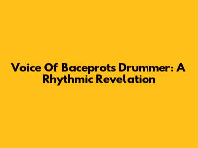Voice Of Baceprot's Drummer: A Rhythmic Revelation