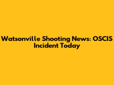 Watsonville Shooting News: OSCIS Incident Today