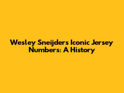 Wesley Sneijder's Iconic Jersey Numbers: A History