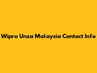 Wipro Unza Malaysia Contact Info