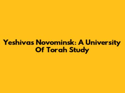 Yeshivas Novominsk: A University Of Torah Study