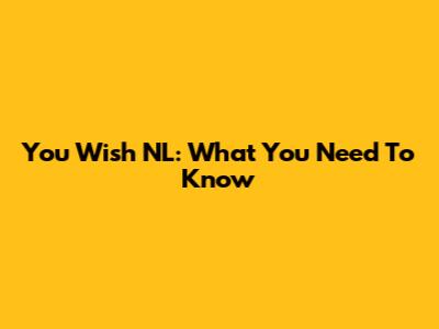 You Wish NL: What You Need To Know
