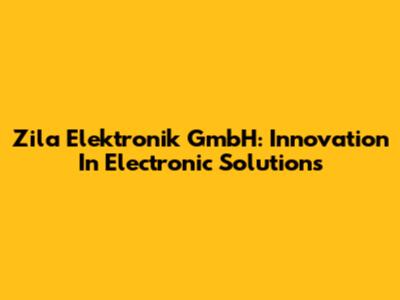 Zila Elektronik GmbH: Innovation In Electronic Solutions