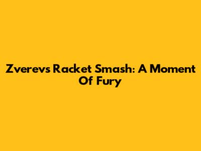 Zverev's Racket Smash: A Moment Of Fury